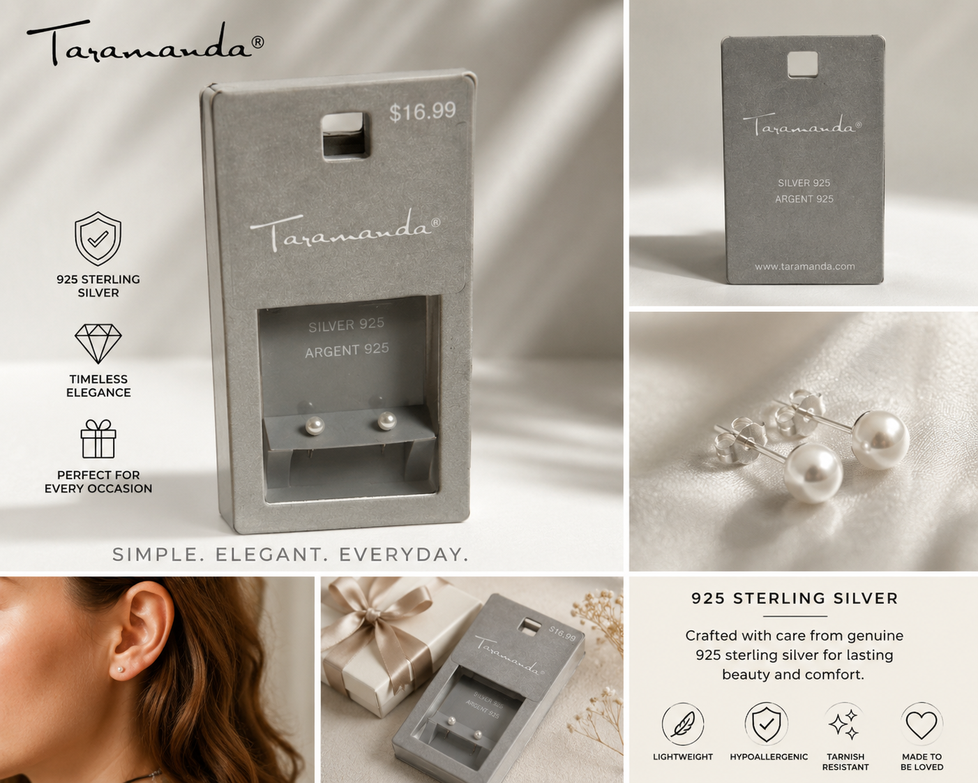 Sterling Silver Pearl Stud Earrings – Minimalist Hypoallergenic Everyday Jewelry | Now Over 10% Off