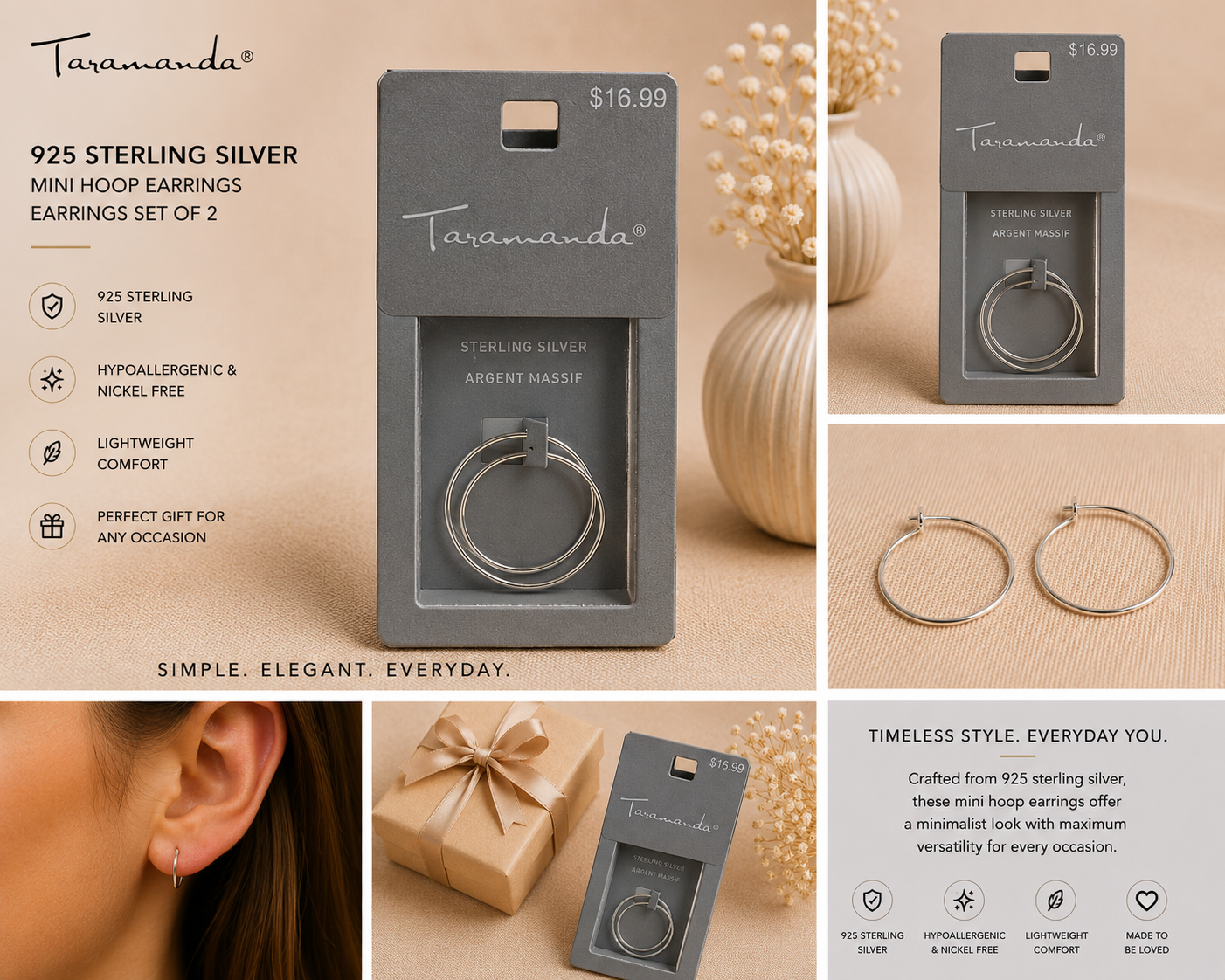 Sterling Silver Mini Hoop Earrings – Set of 2 | Now Over 10% Off