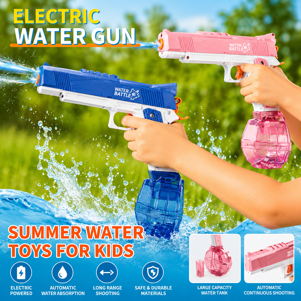 Electric Water Gun - Blue or Pink